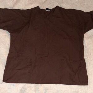 Cherokee Women's Brown V-Neck Short Sleeve Top